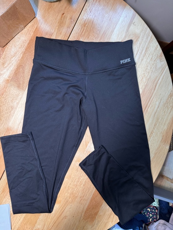 PINK Victoria's Secret Pants - PINK Victoria's Secret Black Performance Leggings with White Logo